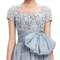 Grace Karin Formal Gris Madre Larga de la Novia Lace Vestidos Vestido de noche de manga corta CL4445